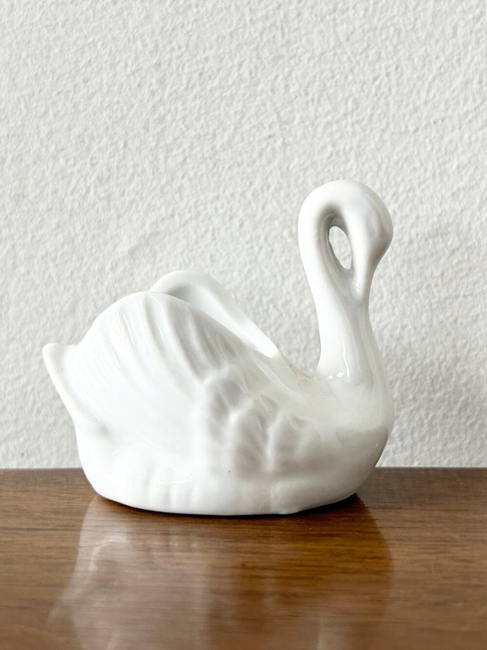 Vintage Swan Trinket Dish Ring Holder Small White Ceramic Bird Elegant Wedding